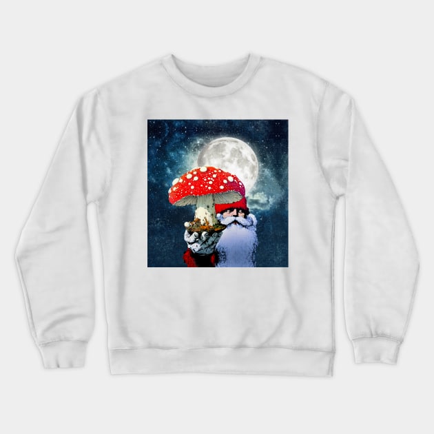 Amanita Muscaria the Red Mushroom with White Spots is Santa Claus's High Flying Reindeer Crewneck Sweatshirt by Puff Sumo